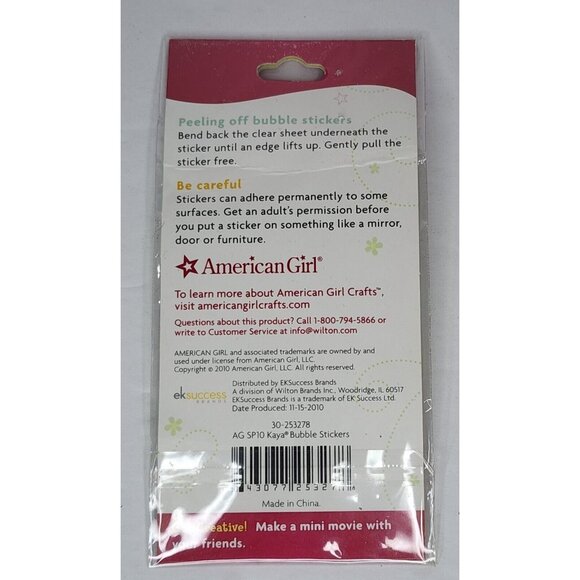 American Girl Crafts Bubble Stickers Kaya Kit JLY Gardening 2010 3 Packs New - Picture 7 of 7